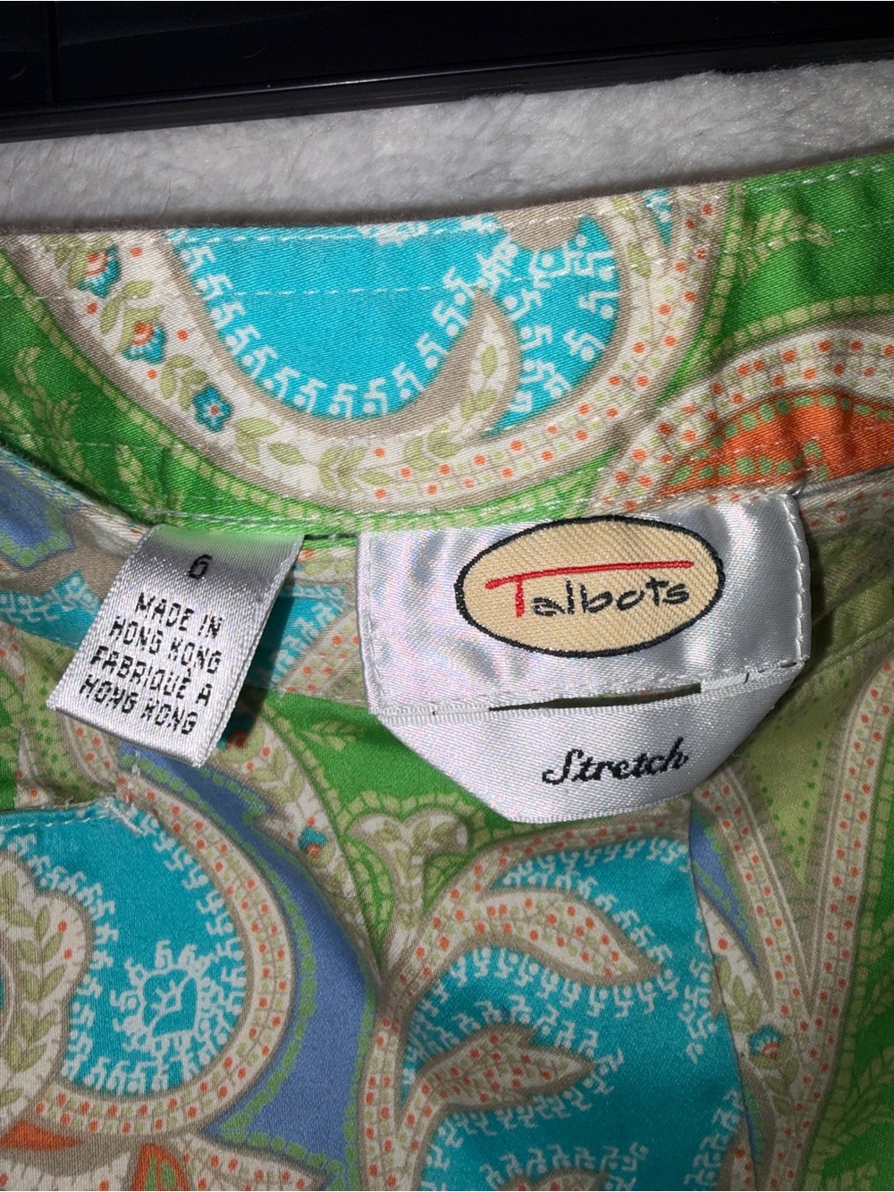 Talbots Paisley Pull-On Pants in Green, Blue & Orange - Picture 5 of 6